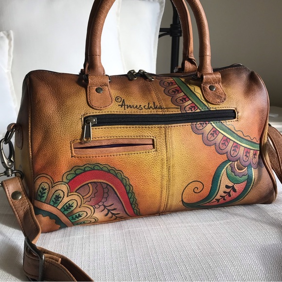 Anuschka Leather Satchel Crossbody Purse - Picture 14 of 15